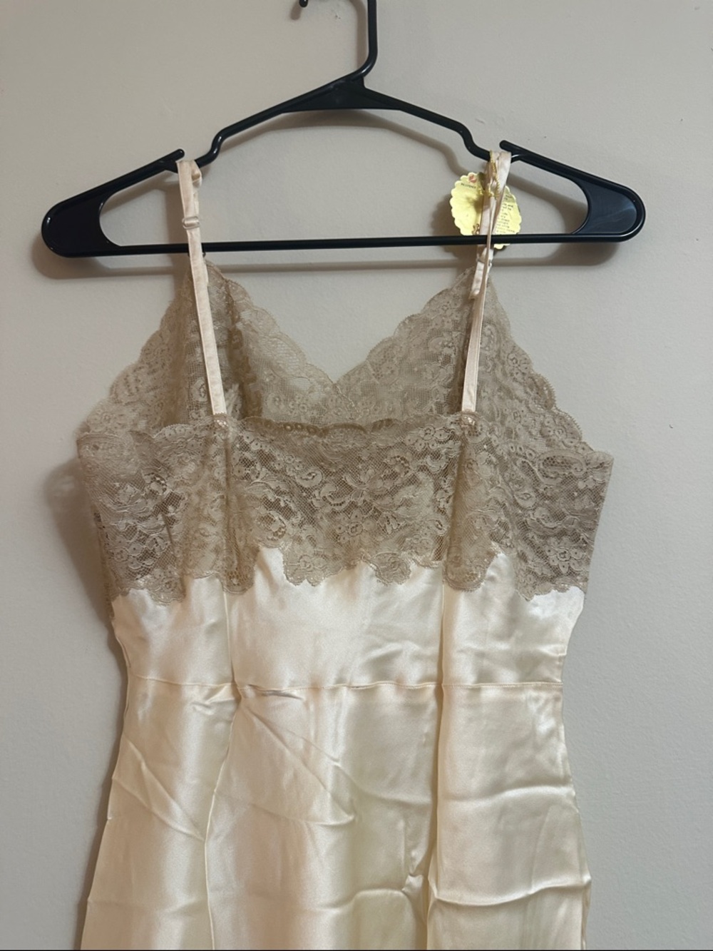 Vintage Silky Lace-Trim Slip Chemise in Cream by Fischer Lingerie - Picture 4 of 13